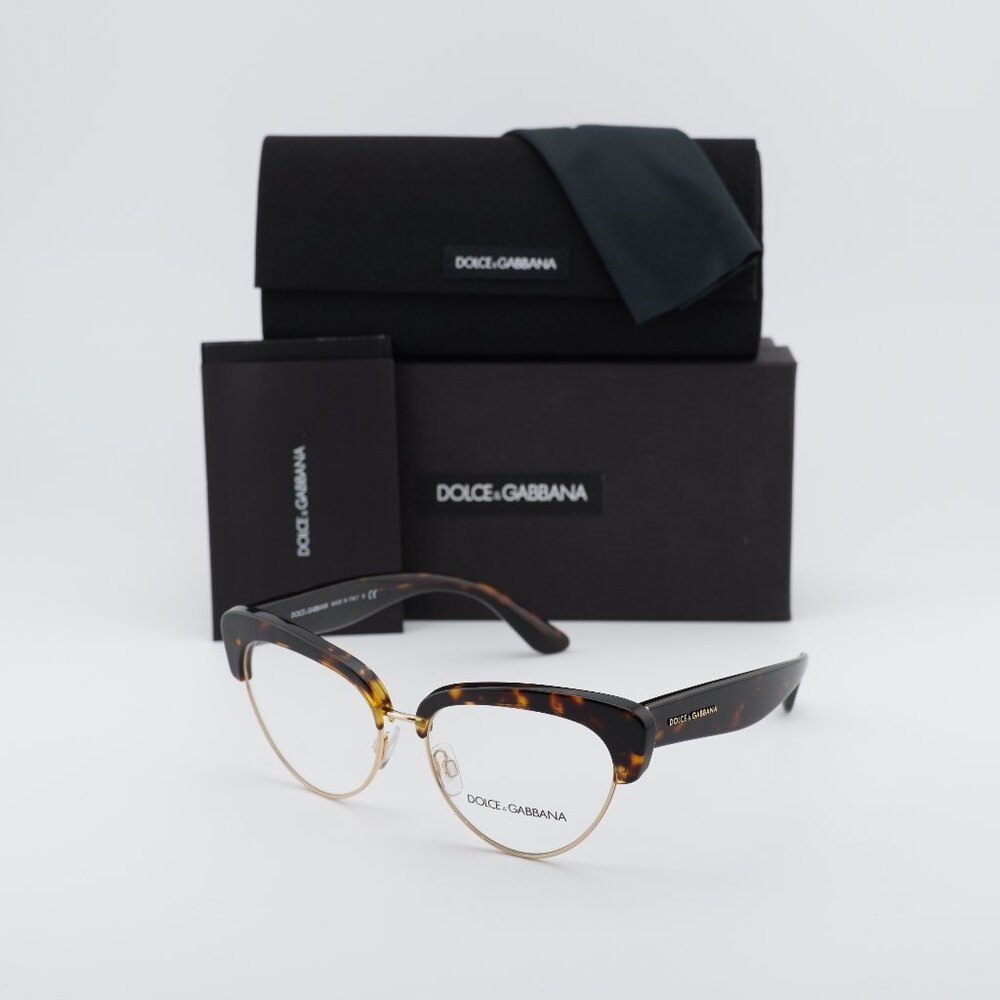 Dolce & Gabbana DG3247 502 Cat Eye Eyeglasses - Havana/Gold 53mm